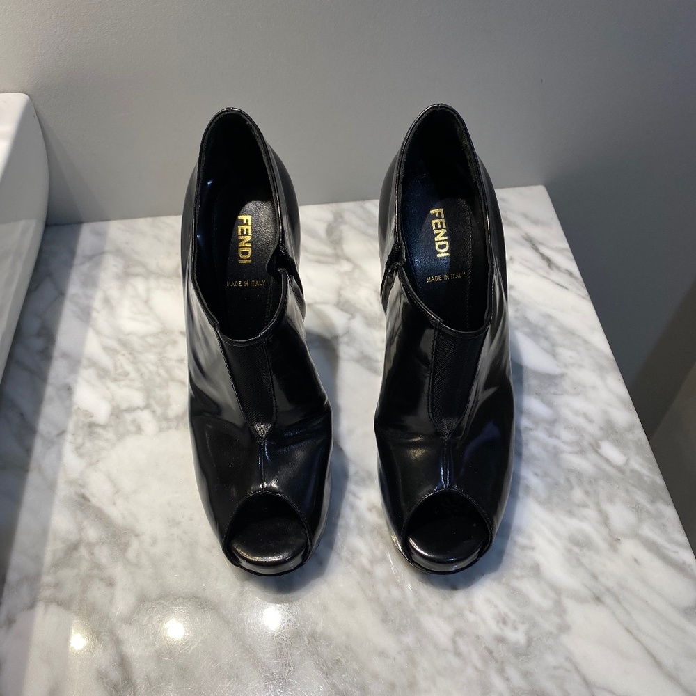 Fendi peep toe ankle booties